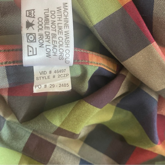 Orvis Signature Twill Plaid Cotton Shirt Shades of Green Blue Red - Picture 6 of 6